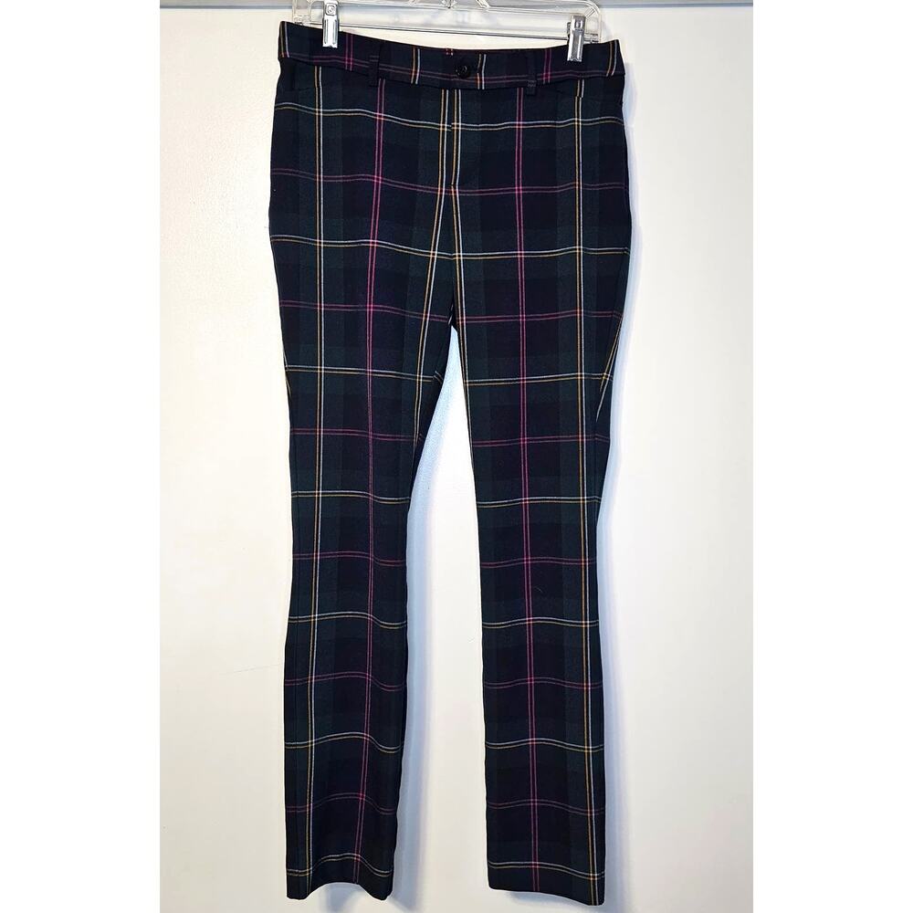 Christopher & Banks Tartan Plaid Dress Pants Dark Green Black Size 4